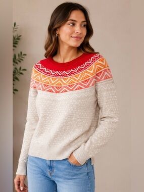 GAP Designed & Crafted Fair Isle Sweater Women’s Small Cozy Nordic Pullover